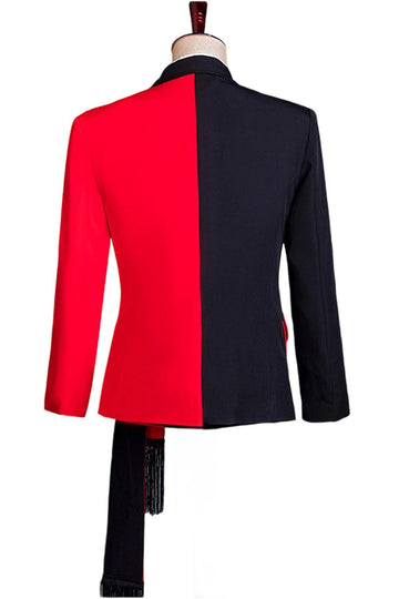 Preto e Vermelho 2 Piece Peak Lapel Terno Masculino com Sash